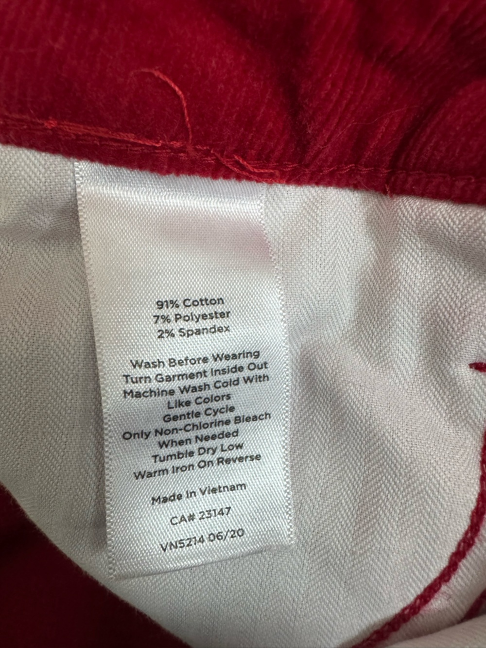 Talbots Red Corduroy Pants Size 6P | High Rise Straight Leg Petite Classic - Picture 6 of 7